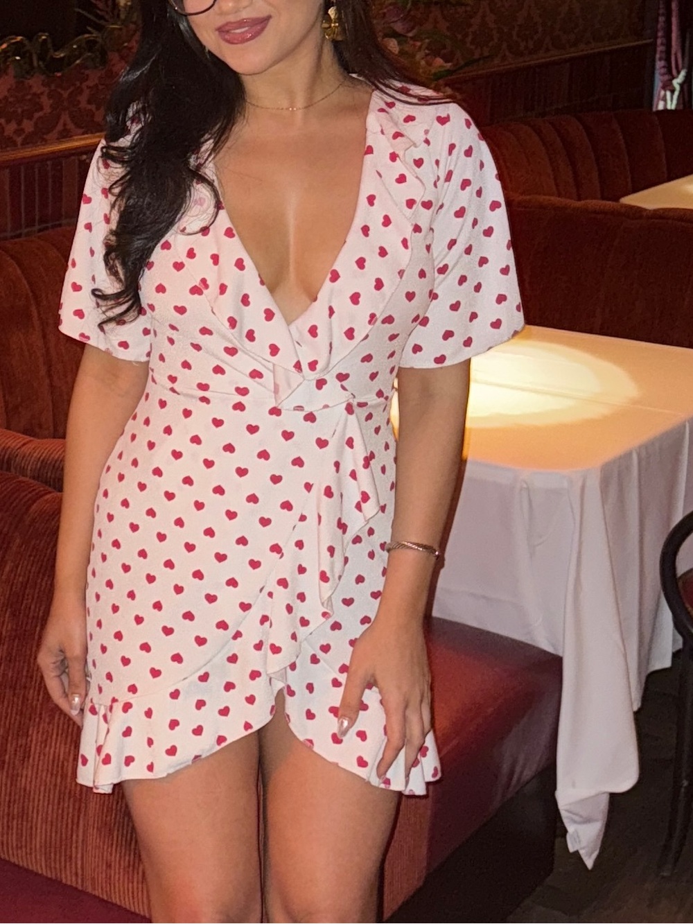 Pretty Little Thing mini dress with red heart print